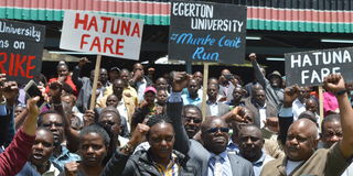 Universities Academic Staff Union (Uasu) officials launching the Egerton University on October 17