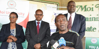 Ethics and Anti-Corruption Commission (EACC) and Moi University officials announcing partnership on October 26, 2022