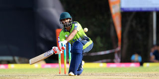 Mahadev Strikers Rakep Patel plays a delivery against Mafuko Mavericks