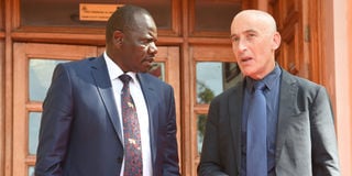 Israel Ambassador to Kenya Michael Lotem (right) and Uasin Gishu County Governor Jonathan Bii Chelilim