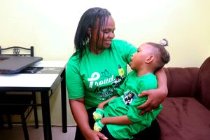Carol Chege, 40, with her seven-year-old child Precious Blessing who has Cerebral Palsy 