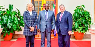 President William Ruto with Mike Hammer and US ambassador to Kenya Meg Whitman