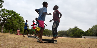 Boys train for football in Kilifi