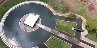 An aerial photo showing the new look Uhuru Park.