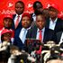 Jubilee Secretary-General Jeremiah Kioni (centre) addresses journalists at the party’s headquarters