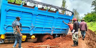 Lorry stuck mud