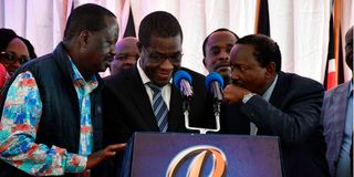 Opiyo Wandayi with Raila Odinga and Kalonzo Musyoka