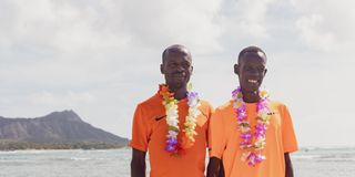 Barnabas Kiptum (left) with compatriot Reuben Kerio 