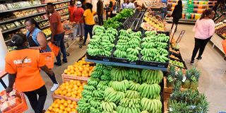 Customers shop at Naivas Elgon-View Supermarket in Eldoret, Uasin Gishu County.