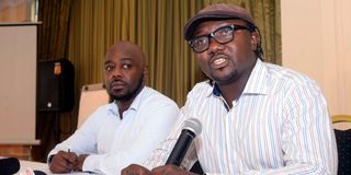 Webmasters Kenya Communications Director Kiprono Kalya and Managing Director James Ayugi.