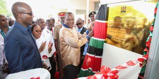 Former President Uhuru Kenyatta during a Huduma Centre opening