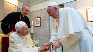 Pope Francis with Pope Emeritus Benedict XVI.