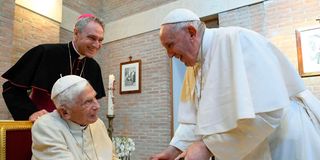 Pope Francis with Pope Emeritus Benedict XVI.