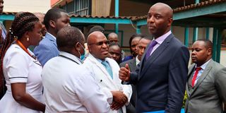 Murang'a Governor Irungu Kang'ata during a past impromptu visit to Murang'a Level 5 Hospital