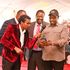 President William Ruto (right) and Prime Cabinet Secretary Musalia Mudavadi (centre) during the launch of the Hustler Fund 