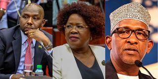 Cabinet Secretaries Kipchumba Murkomen (Transport), Alice Wahome (Water), and Aden Duale (Defence)