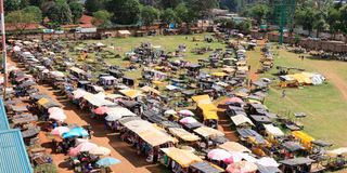An aerial view of Dedan Kimathi stadium in Nyeri town