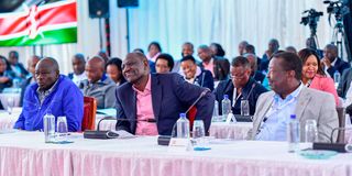 President William Ruto, Deputy President Rigathi Gachagua and Prime Cabinet Minister Musalia Mudavadi