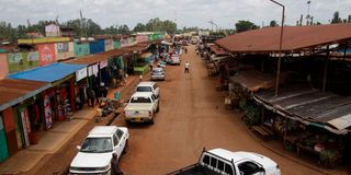 Shops and grocery stalls along Wanyee road in Maragua town, Murang’a County. 