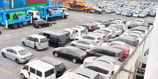 Second-Hand Cars at a Container Freight station at Miritini in Mombasa County