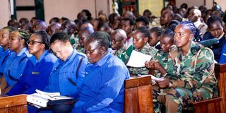 Members of the uniformed and disciplined forces during a thanksgiving service at Holy Family Minor Basilica