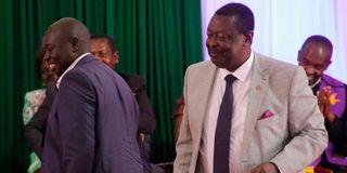 Prime Cabinet Secretary Musalia Mudavadi welcomes Deputy President Rigathi Gachagua