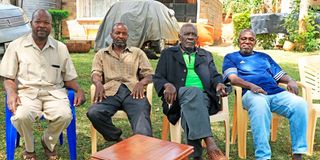 Family members of the late Professor George Magoha hold a meeting at their ancestral home at Ratudi Village