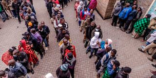 A group of voters queue in Mathare, Nairobi.