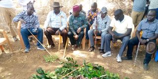 West  Pokot leaders during a peace caravan at Takaywa village in Turkwel area on February 7, 2023.