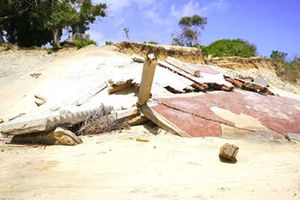 Some of the debris left behind after a large section of the Tana River Lodge and Hotel in Kipini village