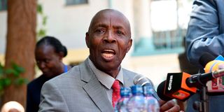 Education Cabinet Secretary Ezekiel Machogu at Nairobi Primary School