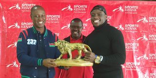 Jonathan Mueke and Pius Metto award Ferdinand Omanyala