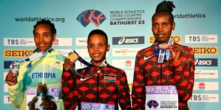 Tsigie Gebreselama, Agnes Jebet and Beatrice Chebet