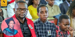 Mary Lilian Waithera’s widower Paul Njine Mbogo with their sons Michael Gathenya (centre) and Andrew Njine