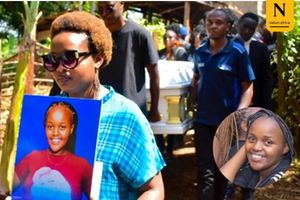 Pallbearers carry to the grave the remains of Regina Wairimu