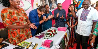 President William Ruto during the re-launch of the Women Enterprise Fund and Second Product of the Hustler Fund at KICC