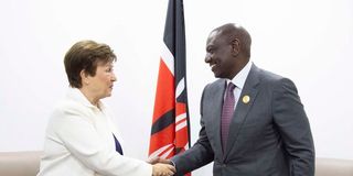 President William Ruto during a meeting with IMF Managing Director Kristalina Georgieva 