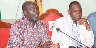 Governor Jonathan Bii Chelilim (right) and his Deputy John Barorot on Uasin Gishu -Finland study programme scam 