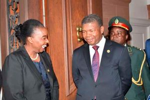 :Dr Monica Juma as Foreign Affairs Cabinet Secretary with Angolan President Joao Lourenco. 