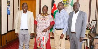 Uasin Gishu Governor Jonathan Bii, Turbo MP Janet Sitienei, Kapseret MP Oscar Sudi and Deputy Governor John Barorot. 