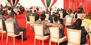 Part of the delegation of Trans Nzoia leaders who accompanied Governor George Natembeya at the State House