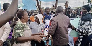 Some of the Trans Nzoia residents who took part in the Monday Azimio protests in Kitale town