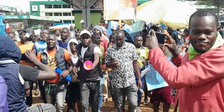 Protestors in Kitale town who took part in the Monday March 20, 2023 mass action called by Azimio leader Raila Odinga