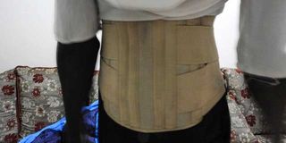 This is how a waist belt is won by workers in the tea estates who have developed back, spinal and muscle injuries