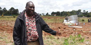 Phillip Kibor, son of the late Mzee Jackson Kibor speaking at a disputed parcel of land in Elgon View Estate,  Eldoret