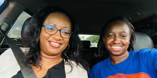 Maxine Muringo Wahome (right) is driven from Lang'ata Women Prison by her mother Beverly