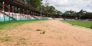 An athletics track at the William Ole Ntimama Stadium