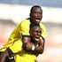Tusker midfielder Shaphan Siwa (right) celebrates with team mate Eric Otieno