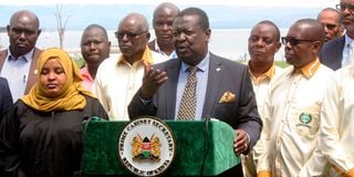 Prime Cabinet Secretary Musalia Mudavadi addresses journalists at Lake Naivasha Resort in Naivasha town, Nakuru County.