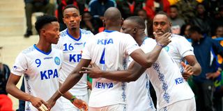 Kenya Ports Authority (KPA) players celebrate a point